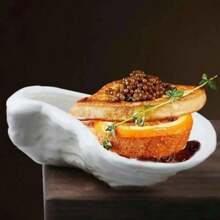 1件/2件陶瓷牡蛎盘，创意盘子，调味盘，分子美食不对称盘子，餐厅陶瓷花形蛋奶沙司砂锅，学校用品 - 白色 - 查看 9