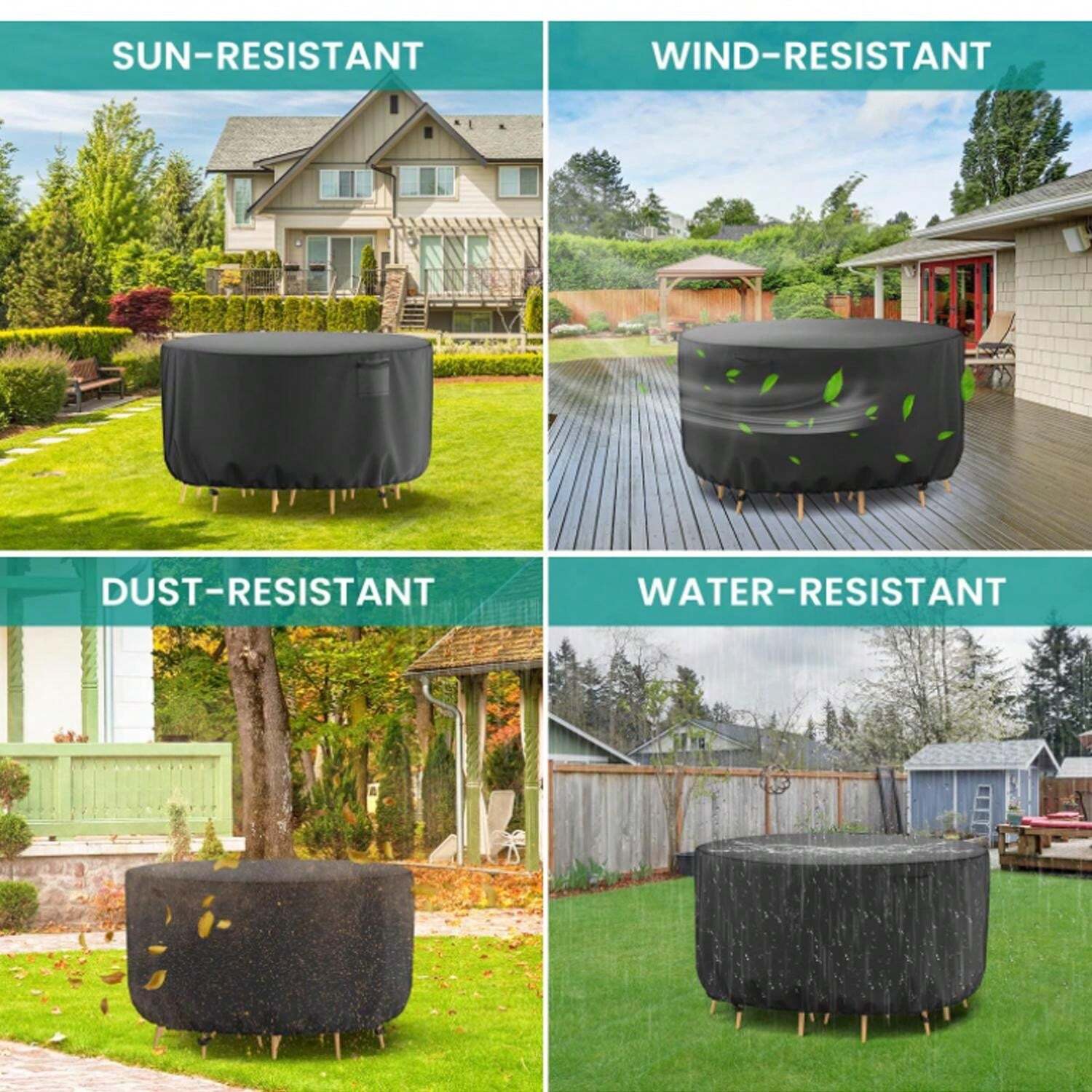 Round Outdoor Table Cover, HeavyDuty Waterproof Patio Furniture Covers