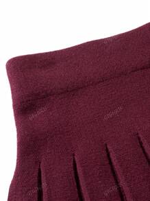 GIGOGOU Falda plisada de punto de unicolor informal, para otoño/invierno