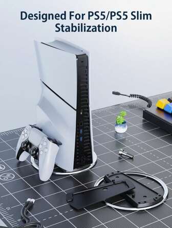 适用于 PlayStation 5 Slim/PlayStation 5 Pro 游戏机的垂直支架 防滑散热底座 适用于 PlayStation 5 光盘/数字版主机 游戏配件