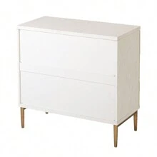 COZAYH Farmhouse Embossed 3 Drawer Dresser, 2 Door Storage Cabinet With Ring Motif, Distressed Boho Nightstand, Storage Buffet Cabinet For Bedroom, Living Room, White, Black - 白色梳妝台 - 查看 9