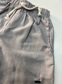 Men's Linen Preppy Shorts In Blogger Fashion *Only One, Not A Kit* - 灰色 - 查看 1