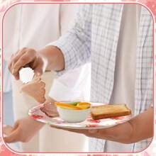 24 件草莓纸盘餐巾，7/9 英寸蛋糕甜点餐盘，生日派对用品餐具套装，适合女孩甜蜜宝宝淋浴，一次性纸质餐具装饰食物托盘，可供 24 位客人使用 - 粉色 - 查看 6