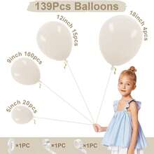 139 件沙色、白色、玫瑰色、红色、橙色、黄色、蓝色、黑色、粉色、紫色、棕色、绿色乳胶花环气球，适用于婚礼、生日、新娘送礼会、单身派对装饰、性别揭示、派对装饰、室内和室外装饰 - 彩色 - 查看 3