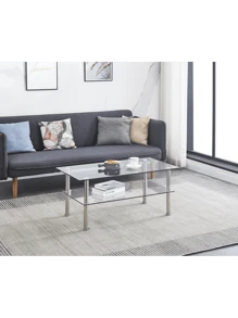 Clear Clear Glass Coffee Table, Tempered Glass Coffee Table For Living Room,Fiah