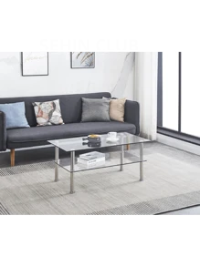 Clear Clear Glass Coffee Table, Tempered Glass Coffee Table For Living Room,Fiah