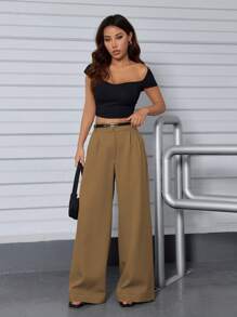 ADD MODA FEMININA EIRELLI, 3263- WOMEN'S TAILORED PANTS, HIGH WAIST, WITH BELT, ELEGANT, CASUAL, EVERYDAY. - Rỉ Nâu - Xem 5