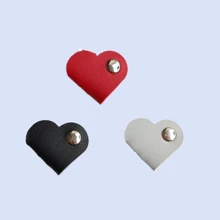 3-pack hartvormige kabelbinders - hoofdtelefoonhouder, kabelorganizer, oortelefoonsnoeropwinder - PU-kunstleer, geen batterijen nodig, unisex - kabelorganizer in matchagroen, lichtrood en wit