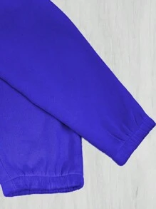 Men's Basic Drawstring Waist & Cuffed Casual Sweatpants For Outdoor Running, Spring And Fall - 寶藍色 - 查看 4