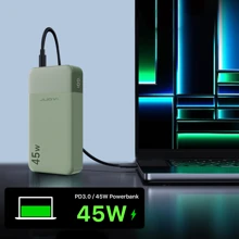 Cargador portátil Juovi Power Bank, 20000mAh 45W PD3.0 QC 4.0 Batería de carga rápida con pantalla LED, 2 USB-C, 2 USB-A para iPhone 15, carga rápida verde, pantalla de energía LED, cargador portátil para dispositivos Android e iPhone con puertos USB y Tipo-C, batería de polímero de litio segura y estable adecuada para juegos al aire libre, compras, viajes, fuente de alimentación portátil para iPhone de Apple, iPad, teléfonos Android, regalos para familiares, amigos, cumpleaños, Navidad, invierno