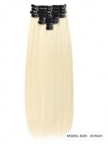 Halloween Party And Christmas Day Synthetic Extension Clip Hair 20 Inch 18 Clip/Set Long Straight Hair Extensions Synthetic Heat Resistant Women's Clip Hair Blonde Colorful Hair Extension Synthetic Woven Clip-In Hair Extensions For Straight Hair Heat Resistant Fiber Synthetic Hairpieces For Women Celebrate Various Festivals To Wear.