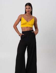 Yellow Labrava V-Neck Top - 黃色 - 查看 3