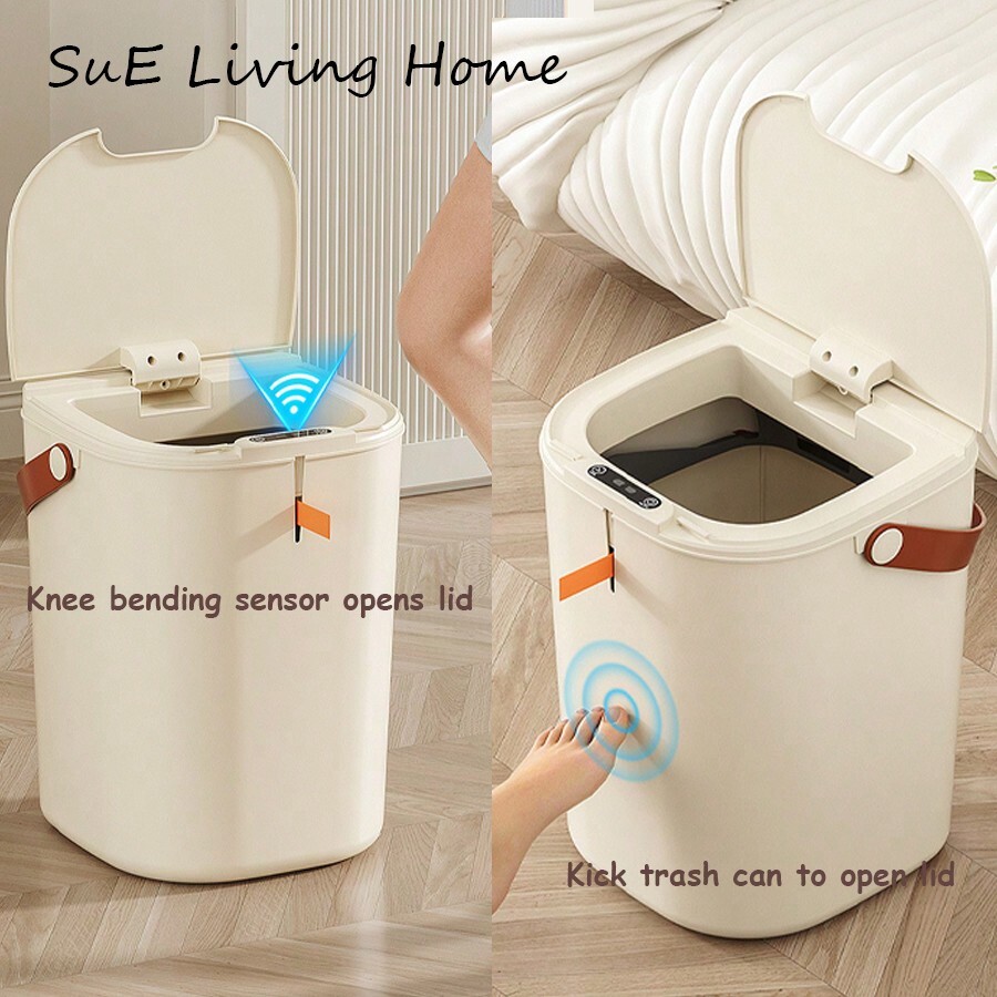 SuE 20L Kitchen Trash Bin Bathroom Touch Can In The Toilet Smart Bucket