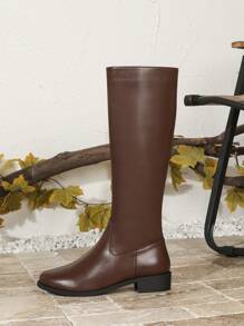 Modische knöchelhohe Stiefel für Damen, schwarze Stiefel mit seitlichem Reißverschluss, runde Zehenpartie, dicker Absatz, vielseitig und bequem als Winter Reitstiefel