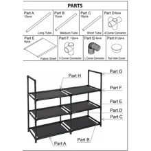 3-Tier Shoe Rack, Holds 12-15 Pairs, Sturdy Stackable Shoe Shelf, Expandable & Adjustable Fabric Shoe Organizer, Durable Metal Shoe Storage Organizer - Black - View 5