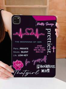 Valentines Slogan IPad Black Matte Tablet Case, Letter Print Black Soft Silicone Tablet Protective Cover Compatible With IPad 9th Gen (10.2-Inch), Multi-Color - IPad Pro 11-Inch 2021 And Other IPad Models
