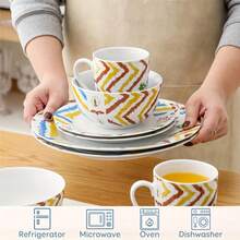 16 Piece Dinner Set Kitchen Crockery Porcelain Tableware Set Plate Bowl Mug Service For 4 Cutlery Dinnerware - ARRIS - View 4