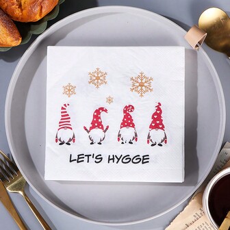 40Pcs Merry Christmas Napkins Disposable Funny Gnome Paper Napkins, Party Napkins, Winter Christmas Party Decorations,Christmas