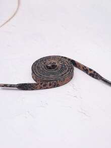 1 对 120 厘米豹纹鞋带，时尚休闲、运动、篮球和高帮鞋 - 黑棕 - 查看 2