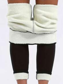 Pockets Fleece Lined Leggings Women - Thick Soft High Waisted Black Tummy Control Thermal Warm Pants For Cold Winter - Black - View 5