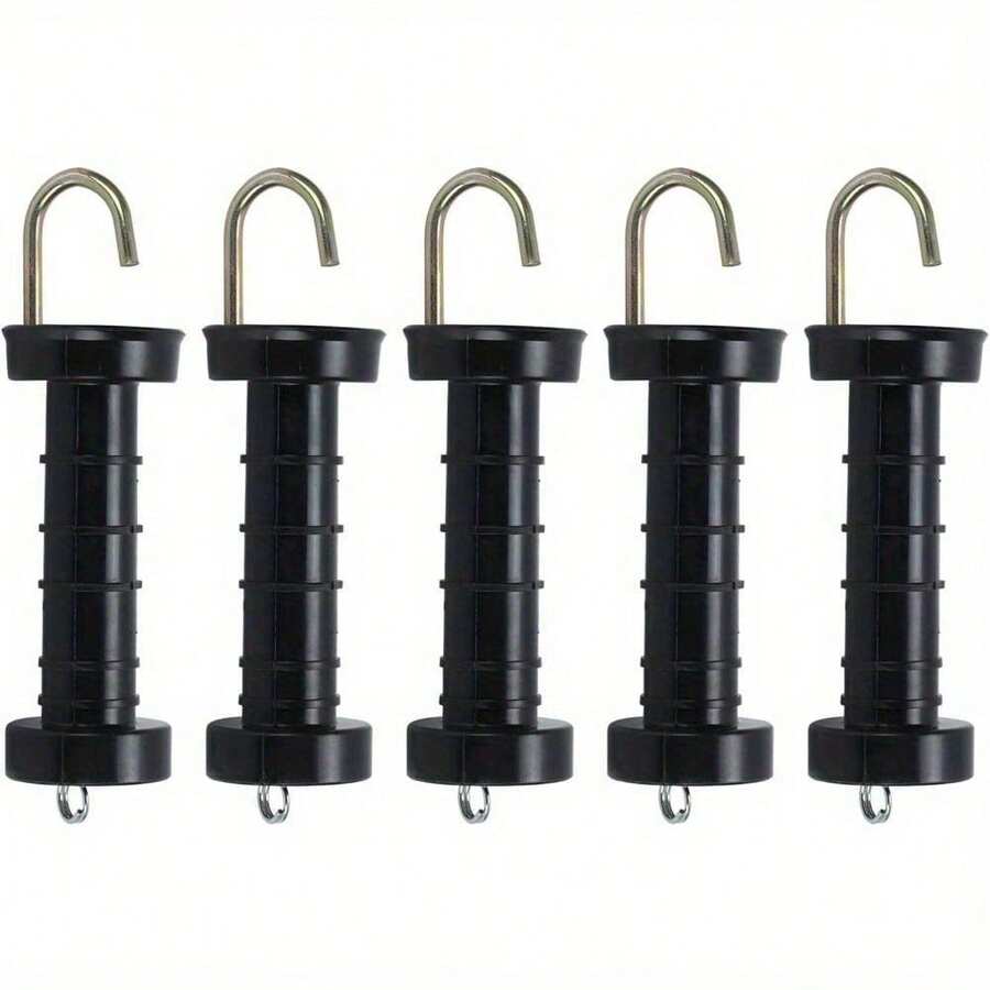 5PCS Electric Fence Handles Insulated Spring Tension Gate Handle For Fencing Black - Black - View 1