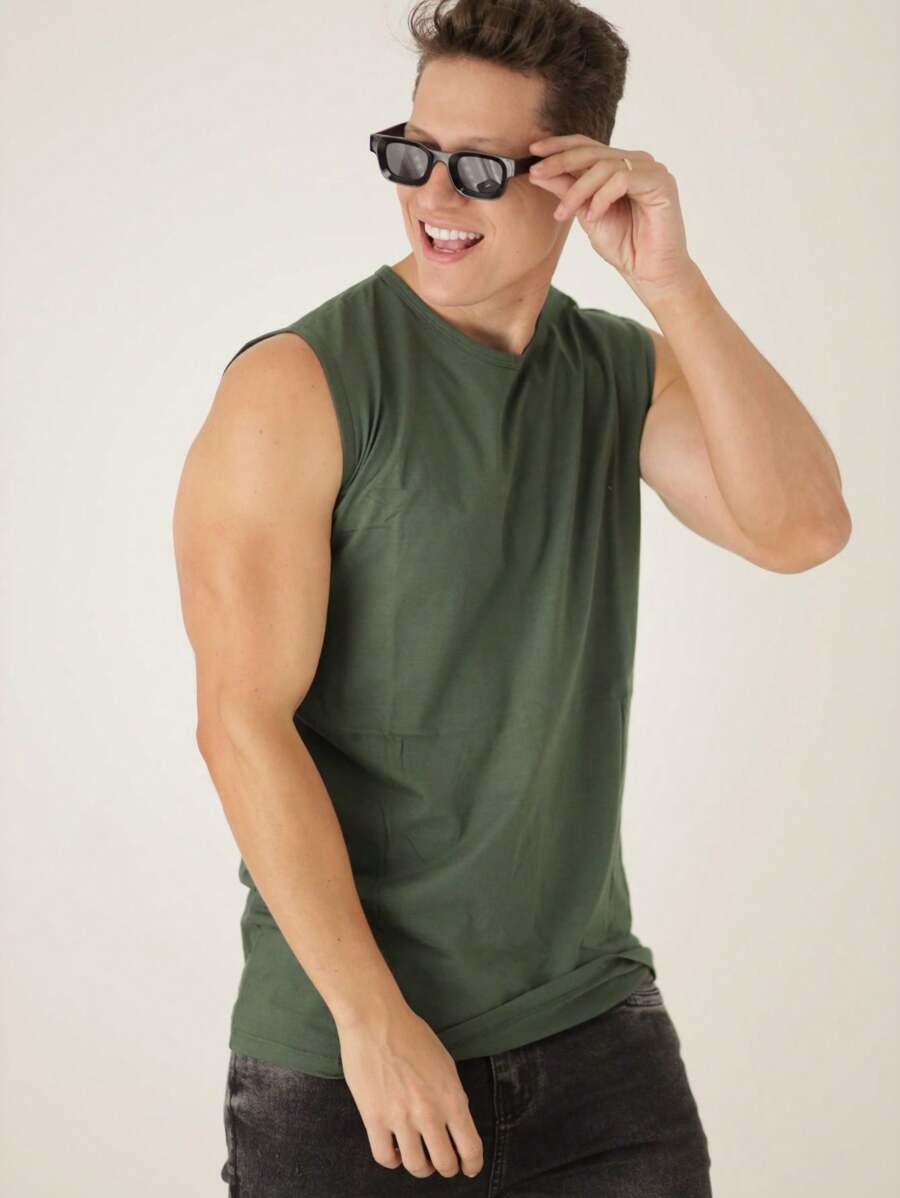 Men Tank Tops - Green - View 1
