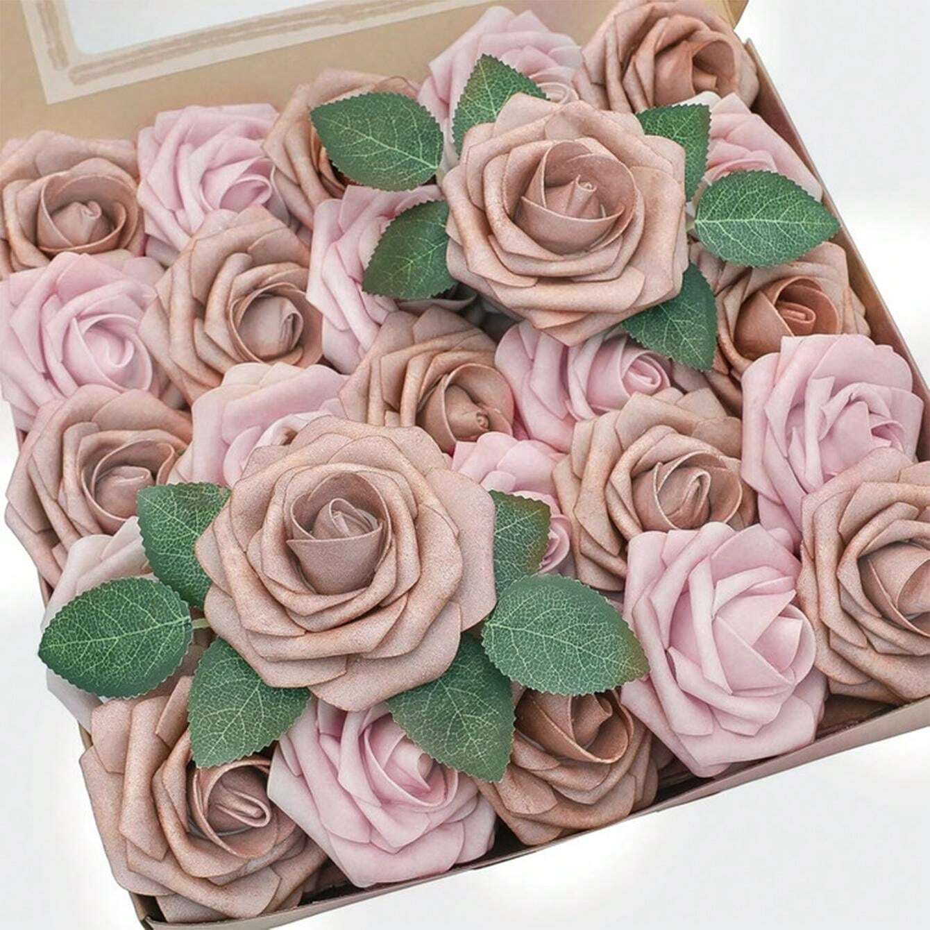 Artificial Flowers Real Looking Ivory Foam Fake Roses With Stems For