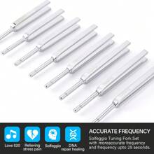 OUR ADVENTURE BOOK A Set Of Professional Tuning Forks, Yoga Tuning Forks, Guitar, Piano, Violin, Erhu Instrument, Tuning Fork Teaching, Professional Steel Fork, Ear Picking, Round, 9-Piece Set, Steel With Wooden Box And Mallet - Silver - View 4