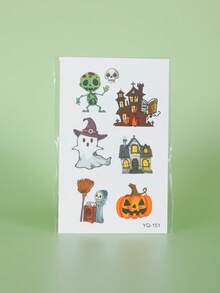 1 miếng dán phát sáng Halloween hoạt hình bí ngô ma đầu lâu hình xăm tạm thời chống thấm nước chống mồ hôi hình xăm dùng một lần cho nam và nữ cho mặt, cổ, cánh tay nghệ thuật cơ thể hình xăm giả - Nhiều màu - Xem 6