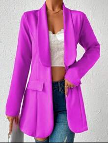 WOMEN'S BLAZER TAILORING DRESS JACKET WOMEN'S FASHION - 玫瑰紅 - 查看 3