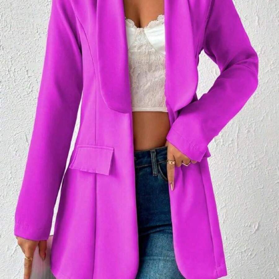 WOMEN'S BLAZER TAILORING DRESS JACKET WOMEN'S FASHION - 玫瑰紅 - 查看 1