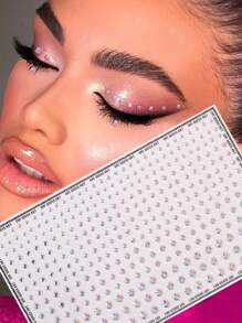 1pc 3D Holographic Rhinestone Face Jewels, Realistic Multi-Granule Iridescent Sparkle Crystal Sticker For Hair, Eyes, Face & Body Decoration, Suitable For Y2K Parties, Festivals, Makeup, Raves - Multicolor - View 1