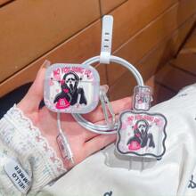 Halloween Phone Ghost Applies To Apple Airpods1/2 Generation Bluetooth Ear Case Airpodspro2 Earphone Protective Case New 3 Generation + Mountain Buckle - Funny Face + Carabiner - View 7