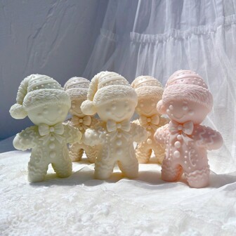 姜饼人硅胶蜡烛模具圣诞图案硅胶模具圣诞饰品大豆蜡硅胶模具圣诞装饰