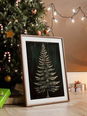 1ชิ้นภาพวาดผ้าใบต้นสนสีเข้มเรียบง่าย - เหมาะสำหรับคริสต์มาสและการตกแต่งบ้านทุกวัน | เหมาะสำหรับห้องนั่งเล่น ห้องนอน หรือสำนักงาน | ไม่มีกรอบ