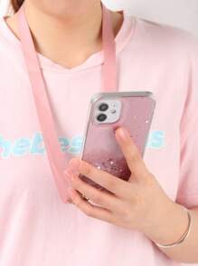 Ốp lưng điện thoại trang trí đính sequin màu hồng táo Baby có dây đeo tương thích với iPhone 11, iPhone 13, iPhone 14 Pro Max - Hồng - Xem 4