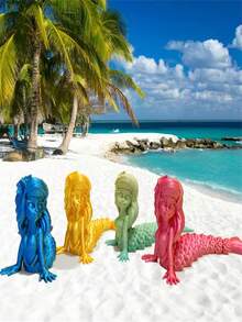 1 pieza Figura decorativa de sirena elegante, decora tu mundo de fantasía, articulaciones móviles flexibles para poses únicas, degradado de color, adecuada para Navidad, Día de San Valentín y Acción de Gracias, decoración interior ideal - artículo de regalo versátil - Multicolor - Ver 3