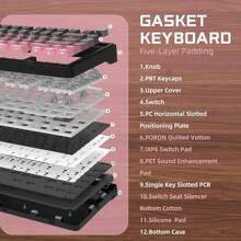 Attack Shark X85 Mechanical Seal Keyboard,75% Wireless Gaming Keyboard With Button,5-Layer Padding,2.4G Wireless/Bluetooth/USB-C,Hot-Swap Linear Switch,RGB,For PC - Purple - View 6