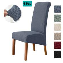 Pokrowce na krzesła do jadalni Zestaw 4 pokrowców na krzesła Pokrowce na krzesła do jadalni Elastyczne pokrowce na krzesła kuchenne Parsons, beżowe, XL Pokrowce na krzesła do jadalni Elastyczne pokrowce na krzesła z wysokim oparciem z żakardu do salonu Kuchnia Możliwość prania w pralce