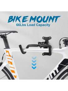 1 Set Bike Wall Mount Bike Hanger With 66lbs Weight Capacity 360° Adjustable Angle Soft Padding Protection Bike Rack Garage Extendable By 6in For Home And Garage Use - Black - View 2