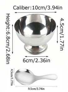 1 pieza Taza de acero inoxidable para helado, vaso para postre, tazón para ensalada de frutas, taza para aperitivos para el verano y vuelta al colegio