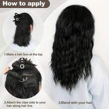 4 件装金色夹式接发，适合女士和女孩，14 英寸短卷发波浪隐形蕾丝纬纱天然柔软合成假发，适合日常使用 - 挑染米色 - 查看 5