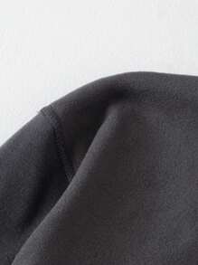 男士双面羊毛高领长袖 T 恤，秋冬季，保暖，休闲套头运动衫上衣 - 灰色 - 查看 8