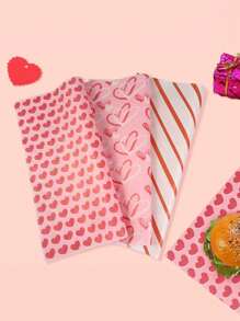 25pcs Sandwich Bread Hamburger Packaging Oil-Proof Tray Valentine Day Oil-Absorbing Paper Dessert Baking Paper Plate Pad Paper (Pink Heart Style) - Multicolor - View 9