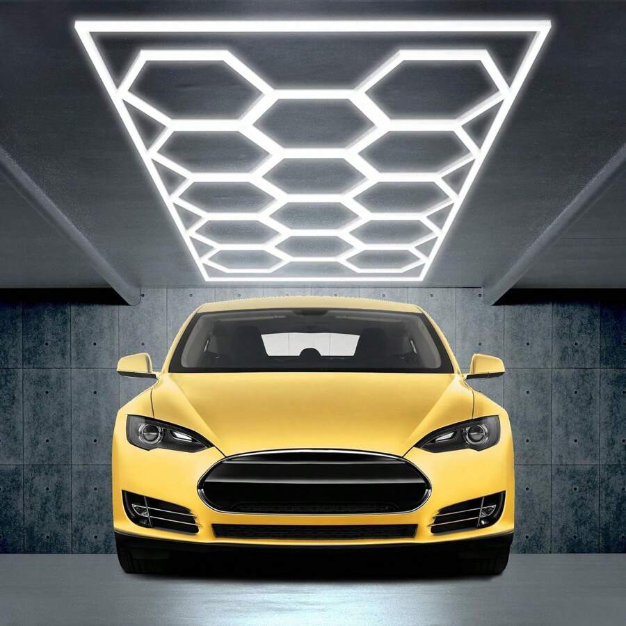 OYAJIA 14x Hexagon LED Lampe Werkstatt Garage Wand Decken Leuchte Waben Beleuchtung LED-Lichter in Wabenform, sechseckige Garagenleuchten, 6500K, energiesparend, sechseckige LED-Garagenlichter für Werkstatt, Wartungsstation