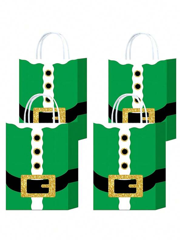 12Pcs Christmas Gift Paper Bags With Handles Christmas Goodie Bags Santa Claus Kraft Paper Gift Bags Party Favors Bags Xmas Gift Bags Holiday Decorations
