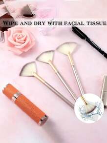 1/3/5/9pcs Facial Brushes Fan Mask Brushes, Soft Facial Applicator Brushes Tools For Peel Glycolic Mask Makeup For Mud Cream - Champagne - View 6