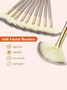 1/3/5/9pcs Facial Brushes Fan Mask Brushes, Soft Facial Applicator Brushes Tools For Peel Glycolic Mask Makeup For Mud Cream - Champagne - View 4