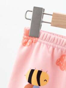 Young Girl Cartoon Graphic Contrast Binding Warm Pajamas Set - Multicolor - View 9