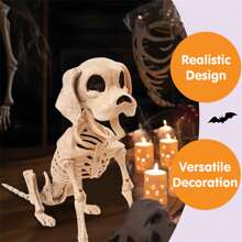 SYNCFUN Posable Halloween Dog Skeleton Full Body Posable Joints Skeleton Puppy For Halloween Decoration, Graveyard Party Deco (9.8" X 4.7" X 12.6")